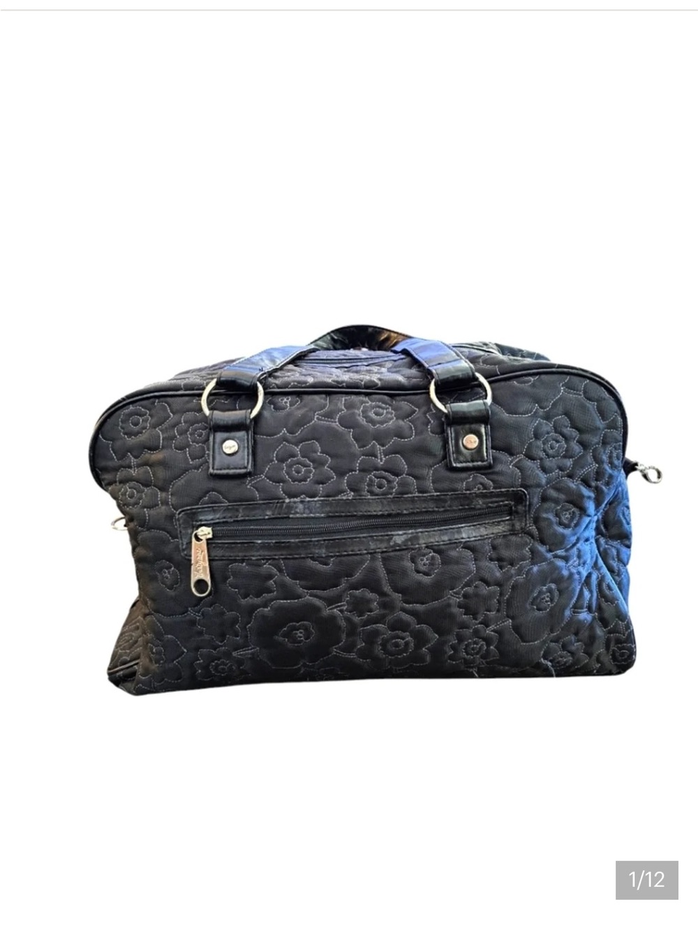 thirty-one Black Quilted Floral Weekender Bag
